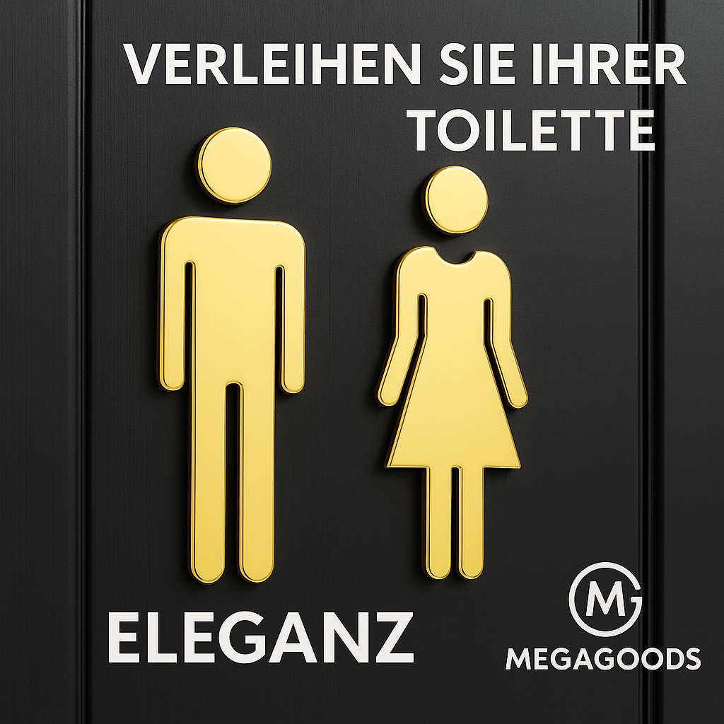Toilettenschild Messing WC Türschild Gold Schwarz DE.