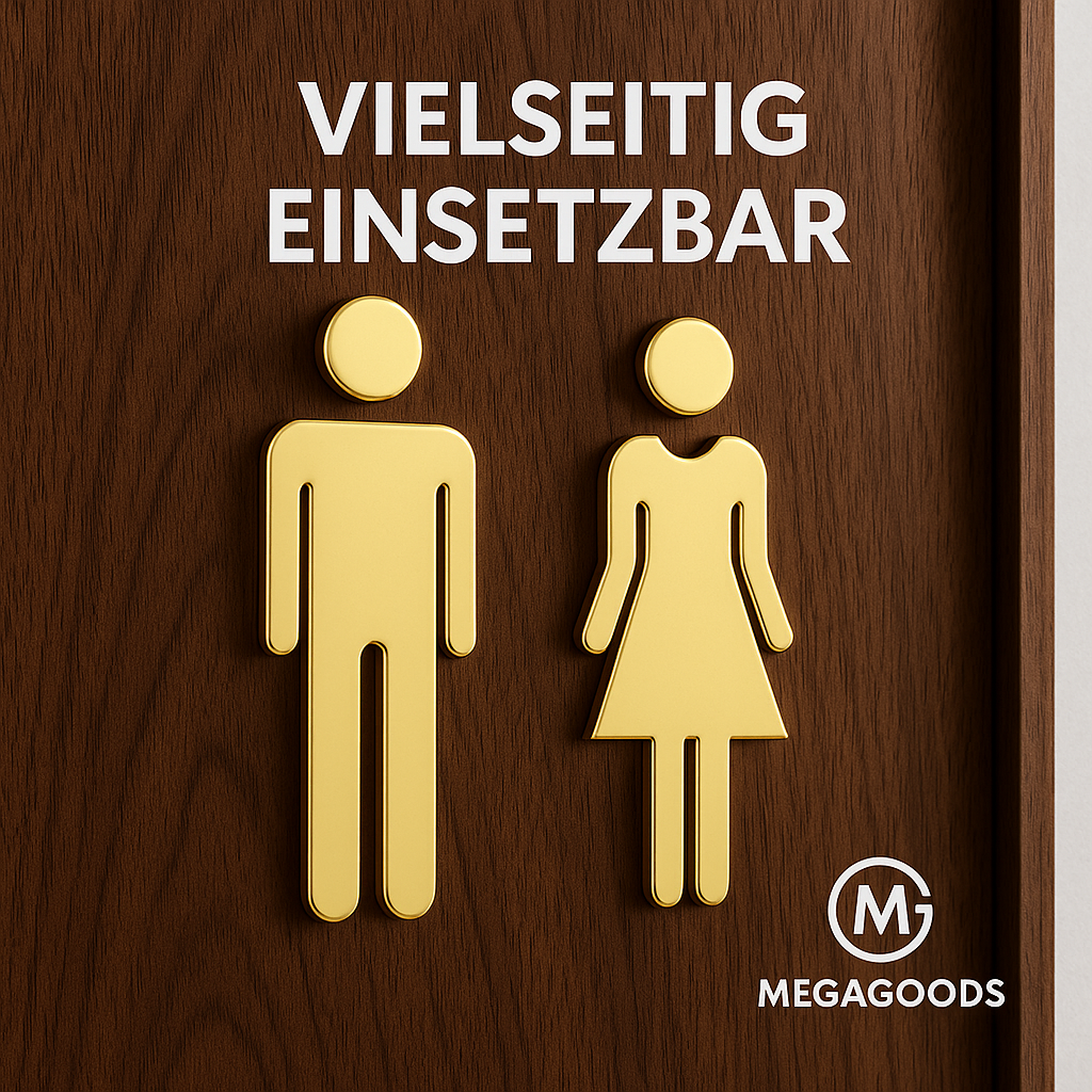 Toilettenschild Messing WC Türschild Gold Schwarz DE.
