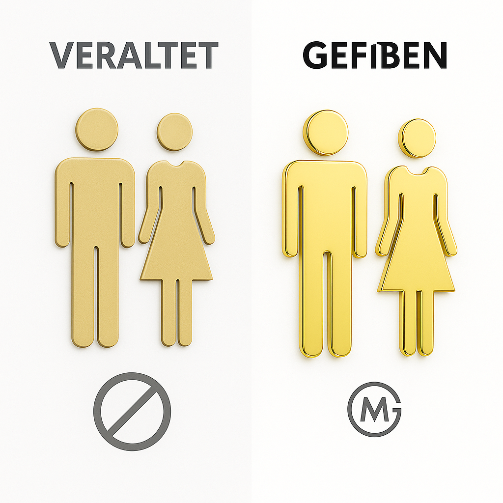 Toilettenschild Messing WC Türschild Gold Schwarz DE.