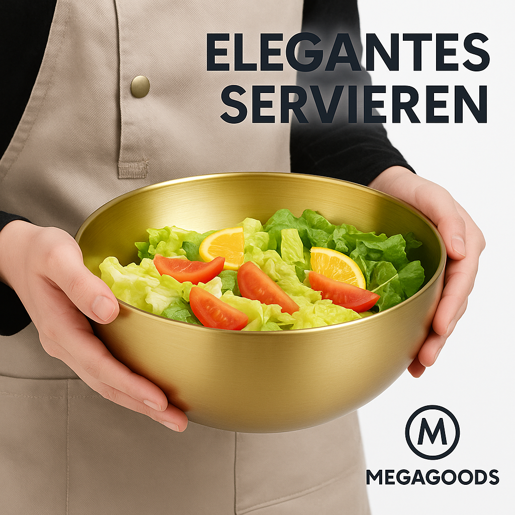 Edelstahl Schüssel goldfarben groß 304 für Salat Suppe Reis DE.