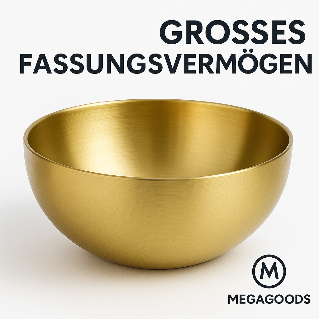 Edelstahl Schüssel goldfarben groß 304 für Salat Suppe Reis DE.
