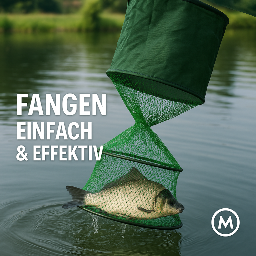 Faltbares Fischernetz Edelstahlring Fischreuse Angelkorb DE.