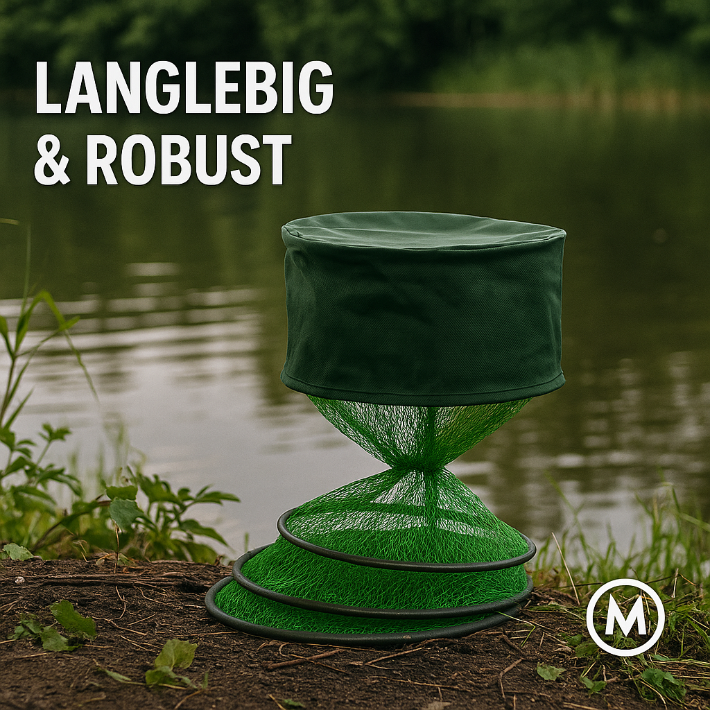 Faltbares Fischernetz Edelstahlring Fischreuse Angelkorb DE.