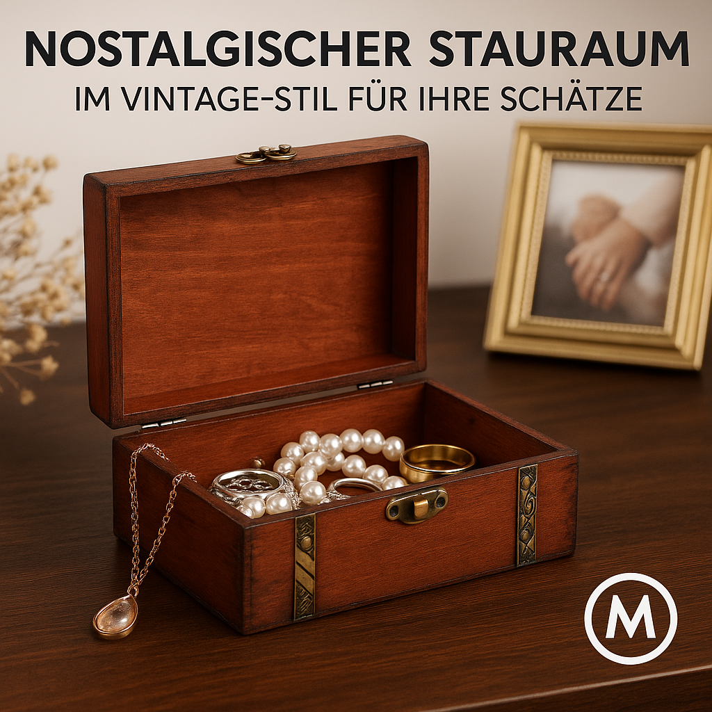 Holz Schmuckbox Vintage Schatztruhe Aufbewahrung Geschenk DE.