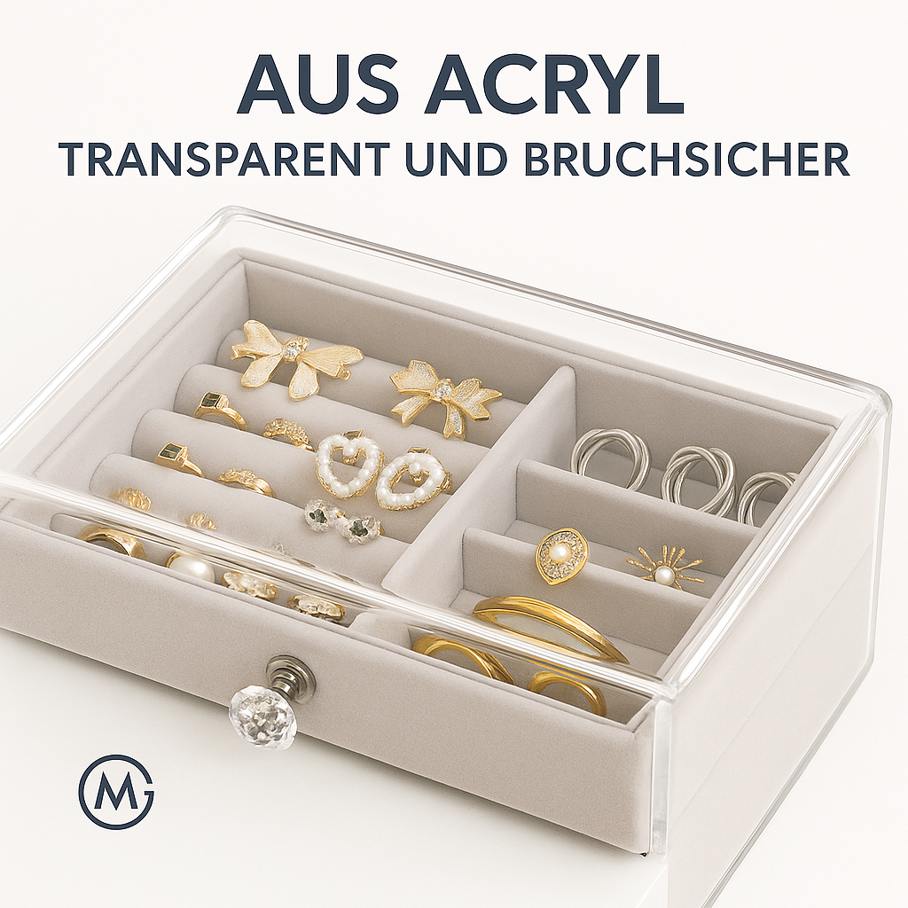 Schmuckbox mit 3 Ebenen aus Flanell für Ringe Ketten Ohrringe DE.