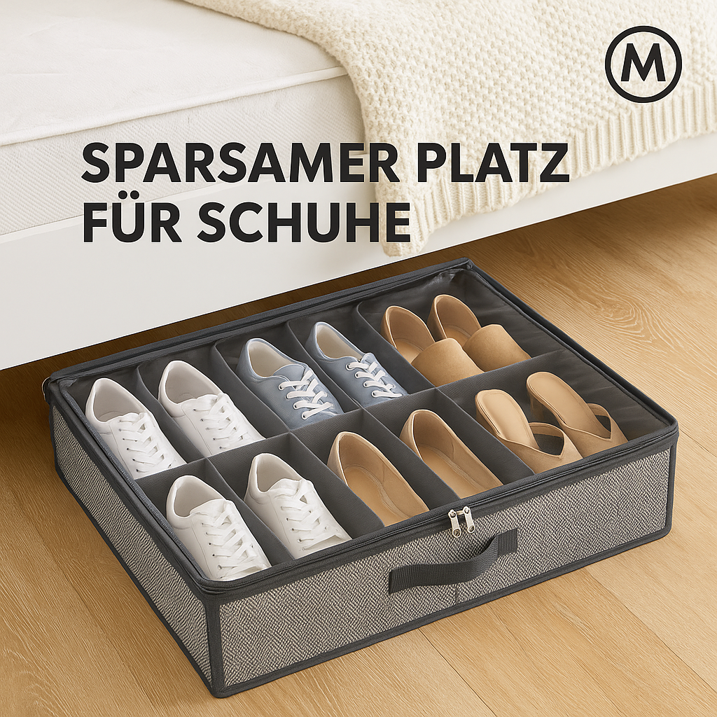 Unterbett Schuhorganizer 1 Stück für 12-16 Paar, faltbar mit Sichtfenster DE.