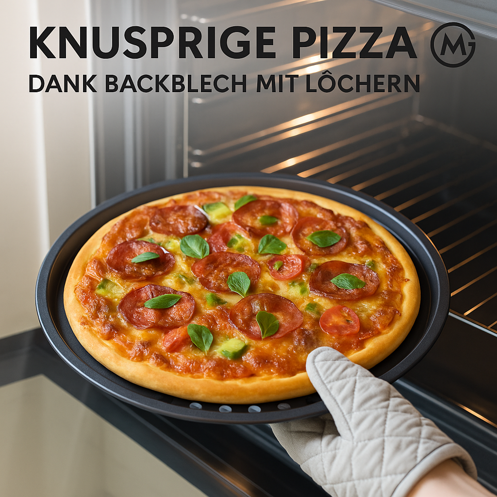 Backblech Carbonstahl antihaft mit Löchern für Pizza 32 cm DE.