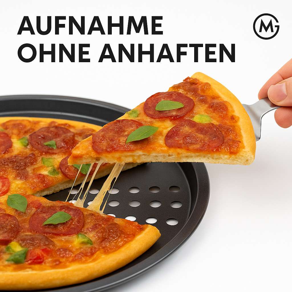 Backblech Carbonstahl antihaft mit Löchern für Pizza 32 cm DE.