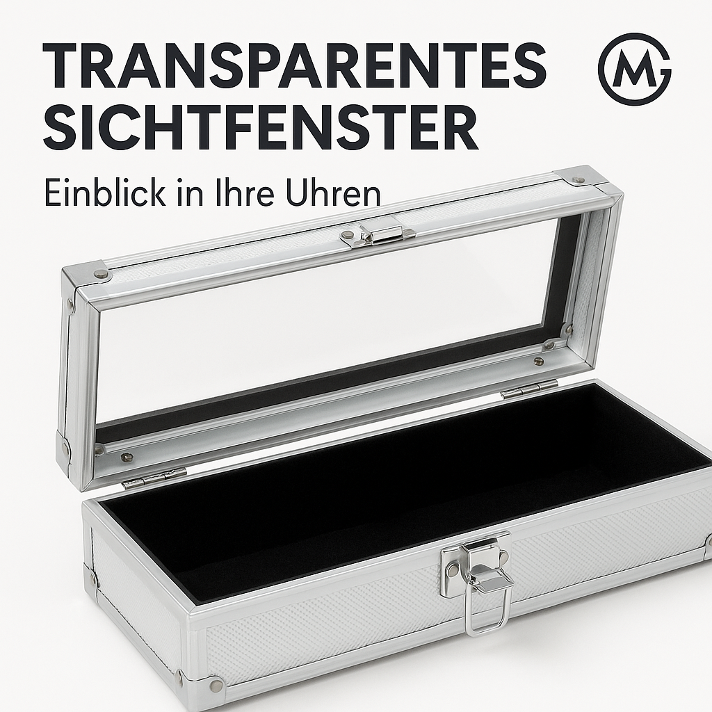 Aluminium Uhrenbox 6 Fächer Aufbewahrung Schmuck Display DE.
