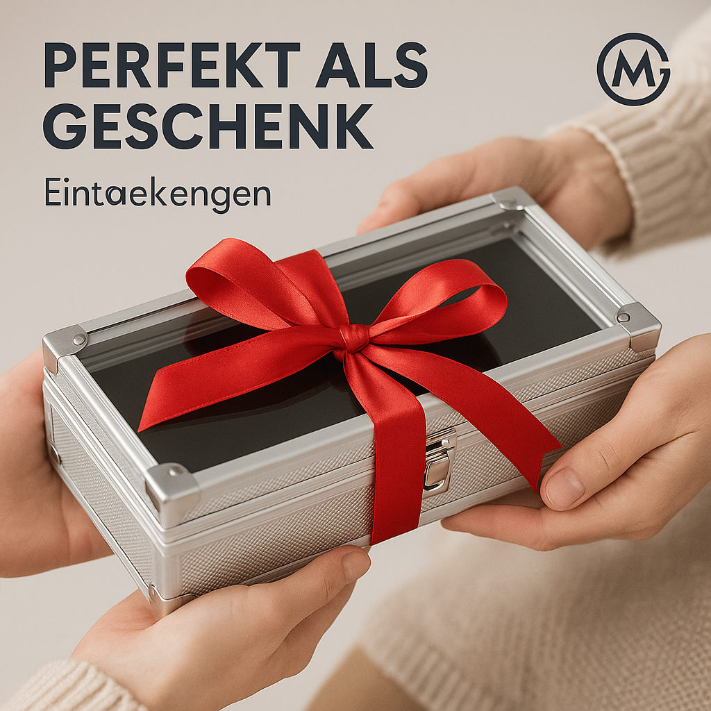 Aluminium Uhrenbox 6 Fächer Aufbewahrung Schmuck Display DE.
