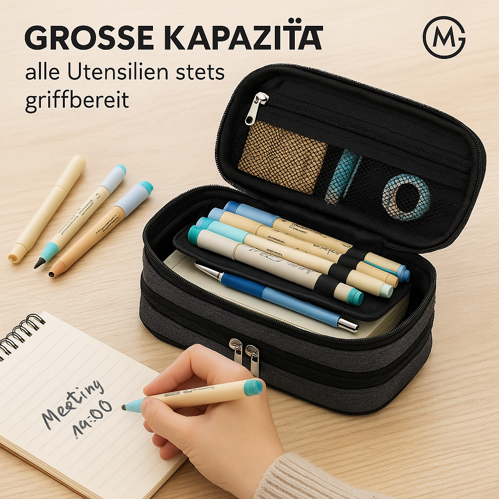 Großes Federmäppchen Stifteetui Schule Büro Aufbewahrung DE.