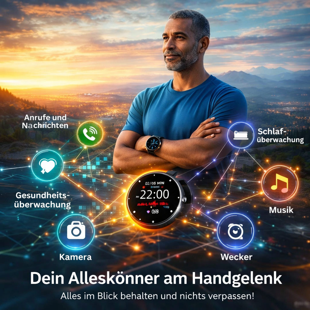 VitalPulse™ Watch Smartwatch Fitnessuhr mit Puls Blutdruck Schlaftracker