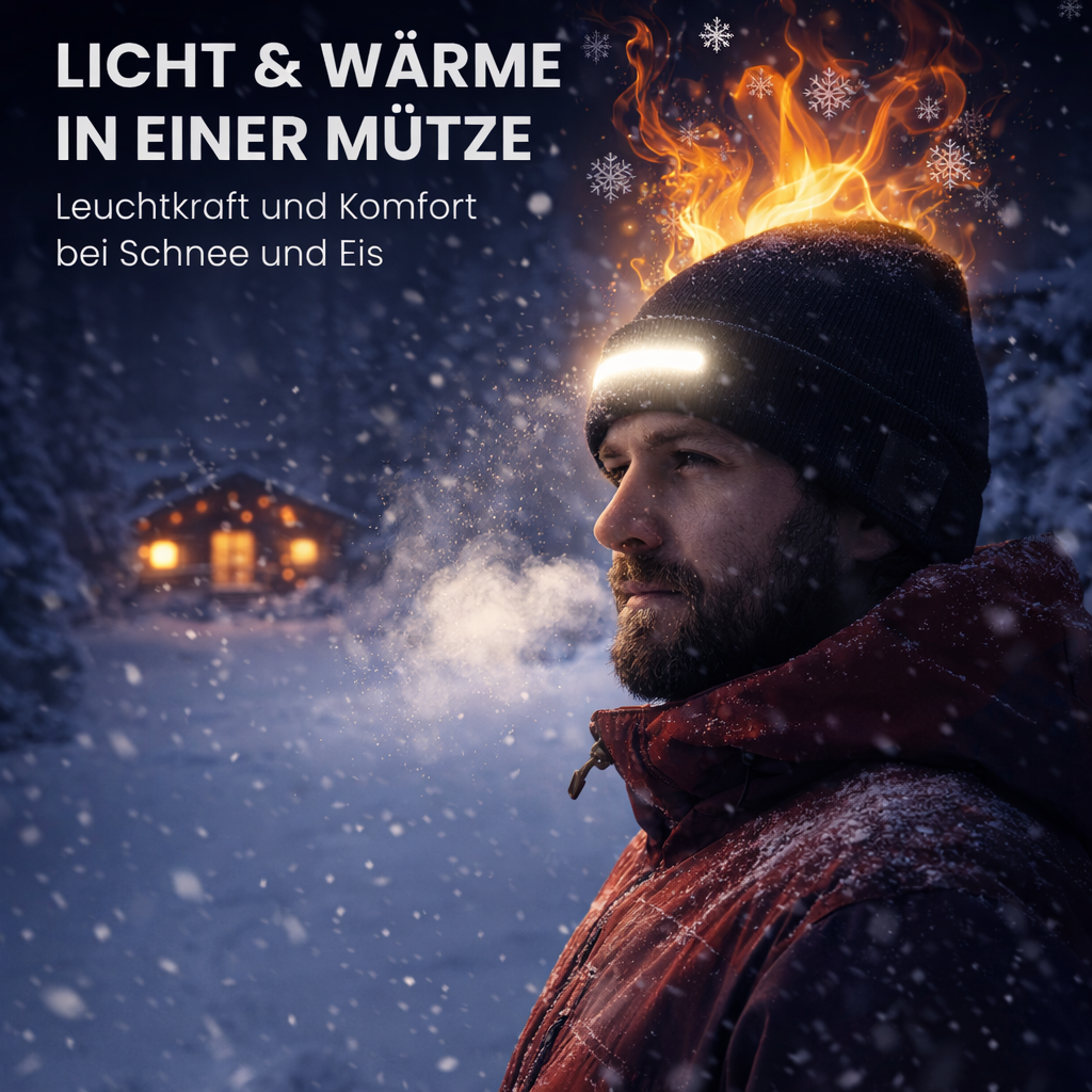ADVENTURE™ Mütze Stirnlampe 230° LED Beanie Light Weitwinkellicht Kopflampe