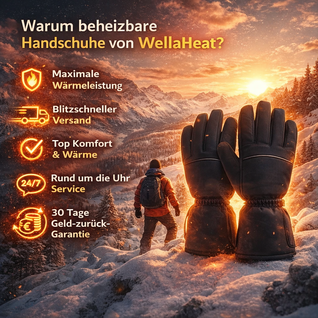 WellaHeat™ Beheizte Handschuhe Winter beheizbar Touchscreen warm & wasserfest