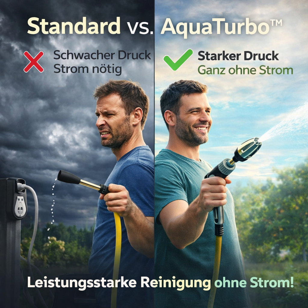 AquaTurbo™ Hockdruck Spritzpistole Wasserpistole Gartenschlauch m. Schaumsprüher