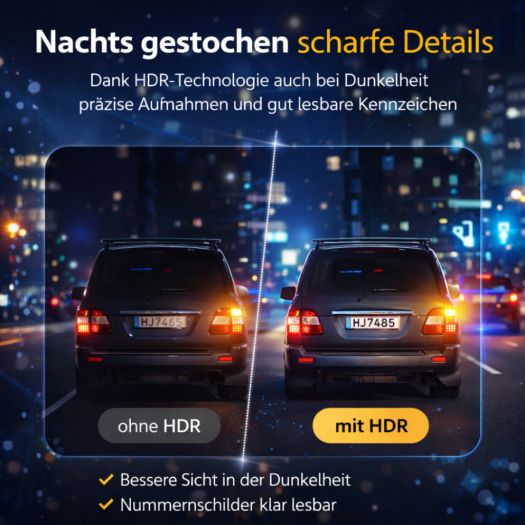 Oryzom™ 4K Dashcam Vorne & Hinten Wifi Nachtsicht Parküberwachung G-Sensor 170°