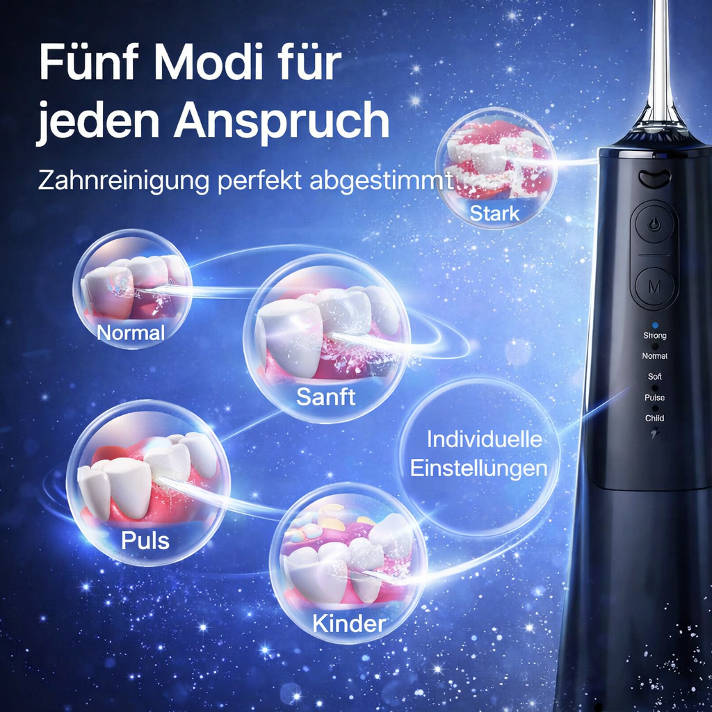 Oryzom™ ProFlow 2.0 kabellose Munddusche - Reinigung & gesundes Zahnfleisch