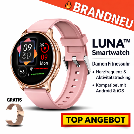 LUNA™ Smartwatch Fitnessuhr Damen mit Puls & Aktivitätstracker für Android & iOS