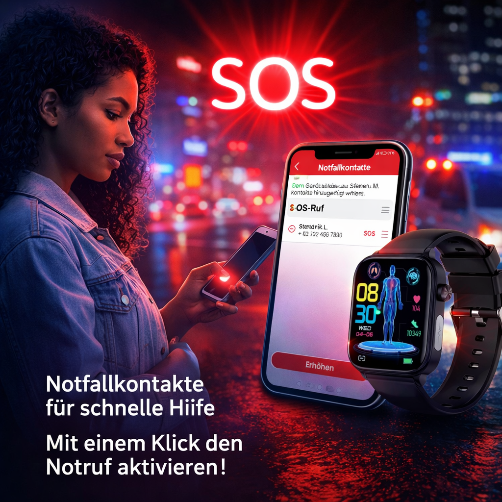 GlucoCare™ SOS 2.0 Smartwatch | SOS-Funktion, Sturzerkennung & Blutzuckermessung