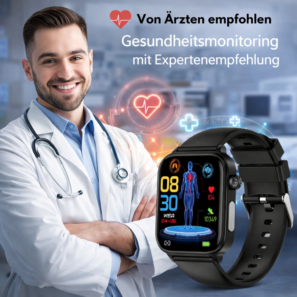 GlucoCare™ SOS 2.0 Smartwatch | SOS-Funktion, Sturzerkennung & Blutzuckermessung