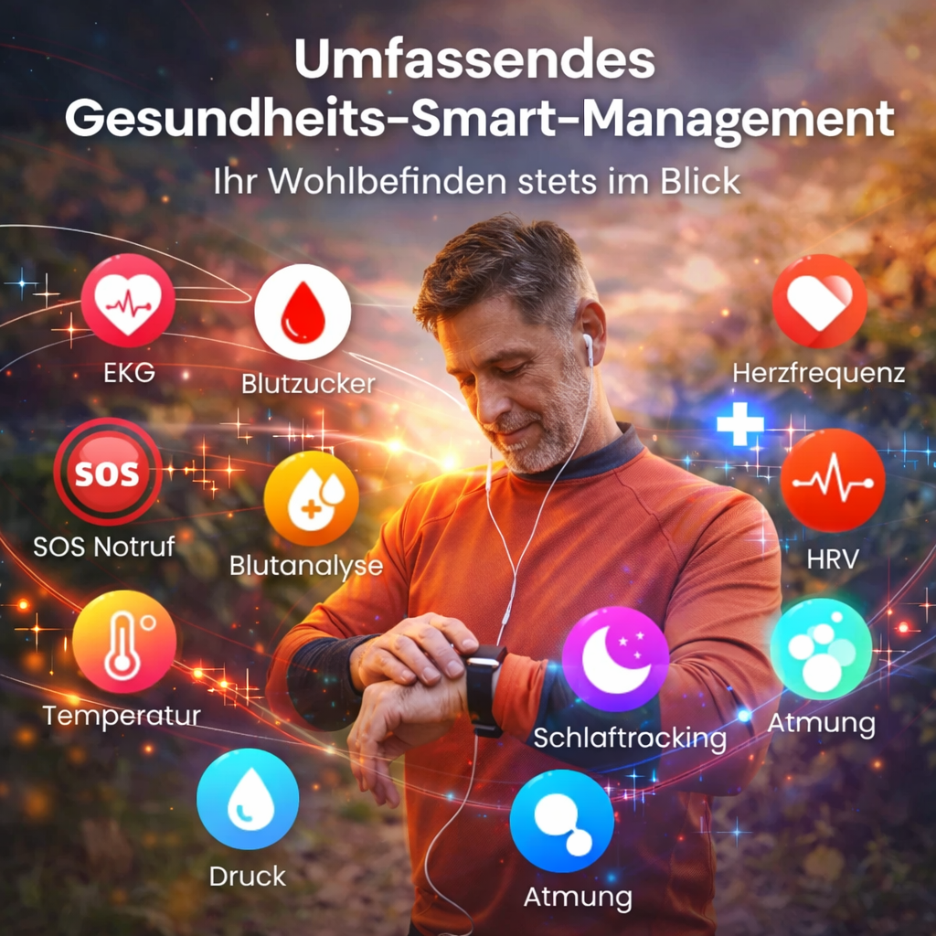 GlucoCare™ SOS 2.0 Smartwatch | SOS-Funktion, Sturzerkennung & Blutzuckermessung