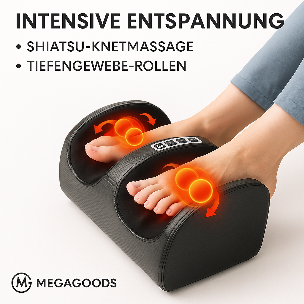 Shiatsu Fußmassagegerät mit Wärme Tiefengewebe Rollen Entspannung DE.