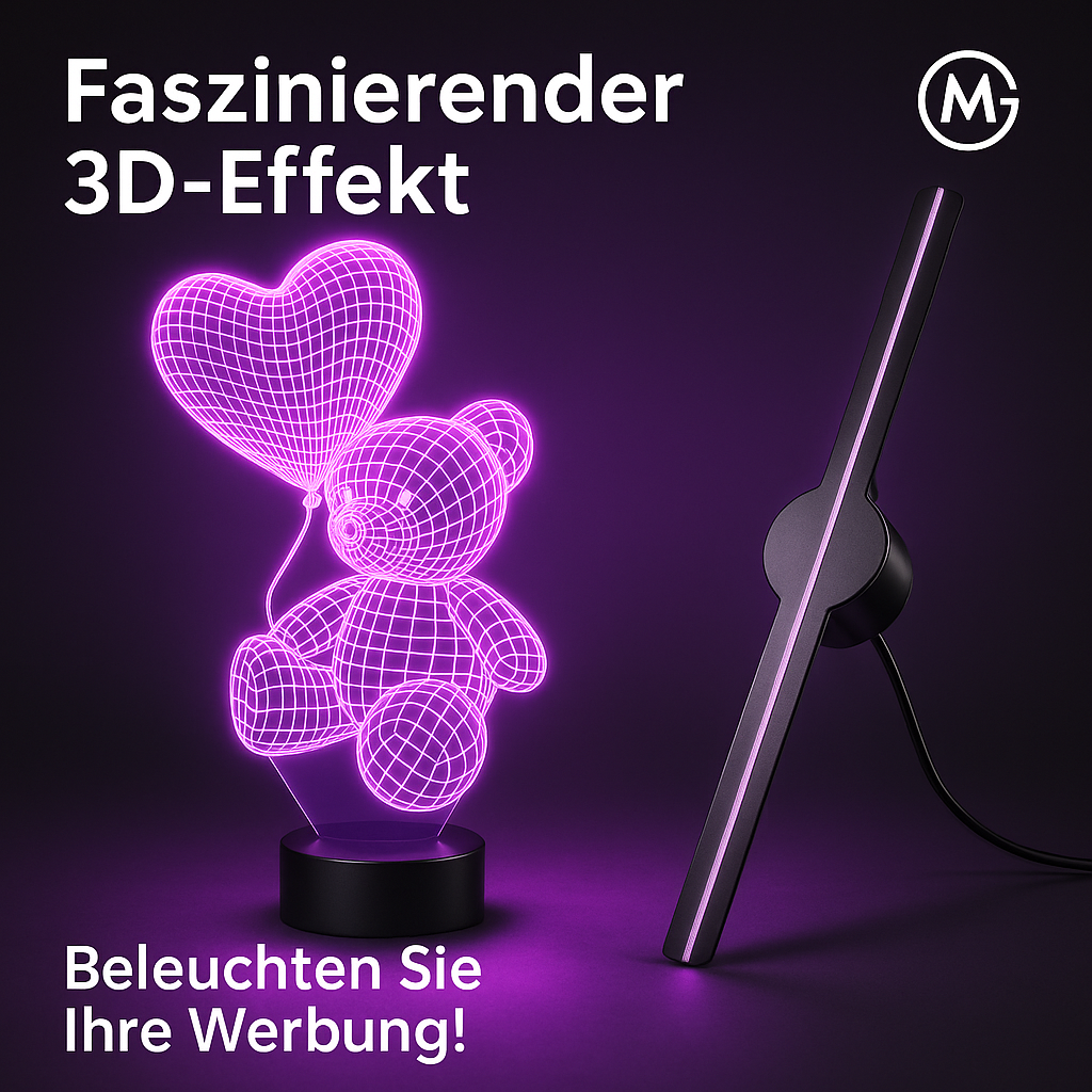 3D Hologramm-Fan 16,5 Zoll 2000x224 WiFi Beamer 224 LEDs Werbung DE.