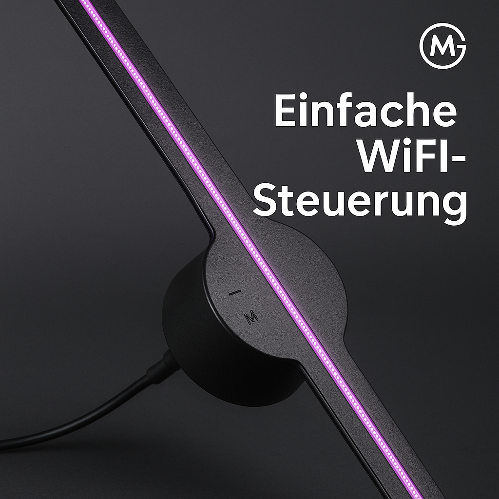 3D Hologramm-Fan 16,5 Zoll 2000x224 WiFi Beamer 224 LEDs Werbung DE.