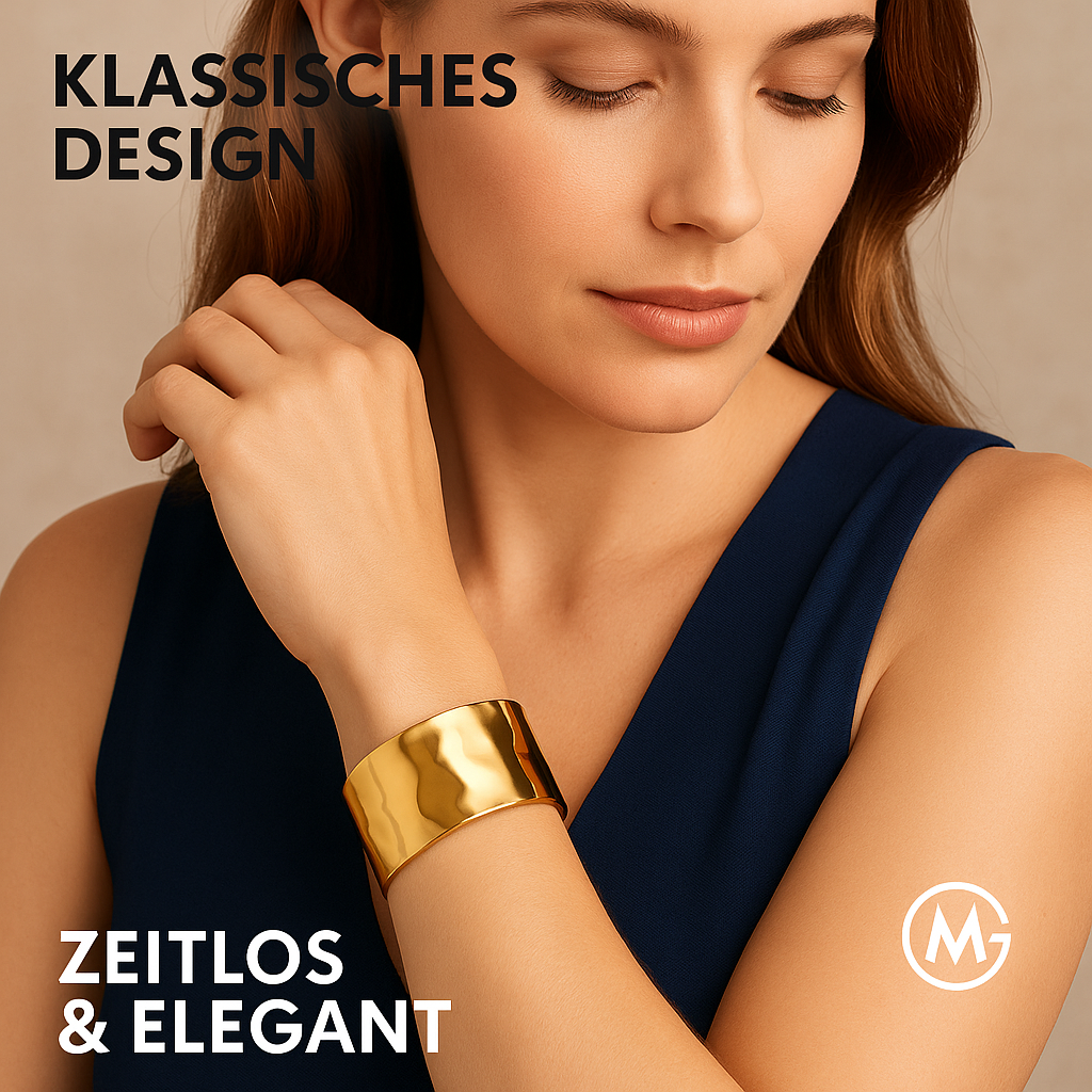 Edle Damen Armspange Gold Edelstahl klassisches Design DE.