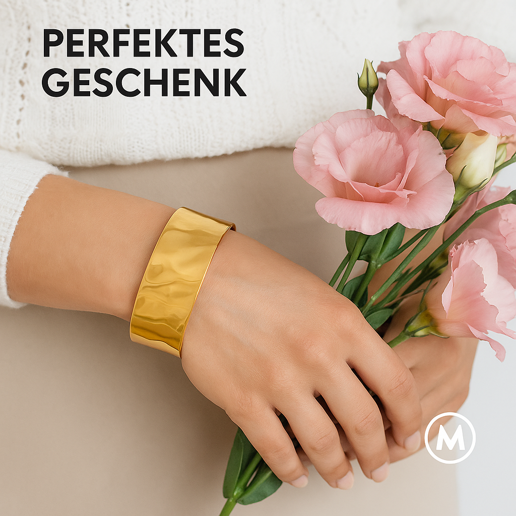 Edle Damen Armspange Gold Edelstahl klassisches Design DE.