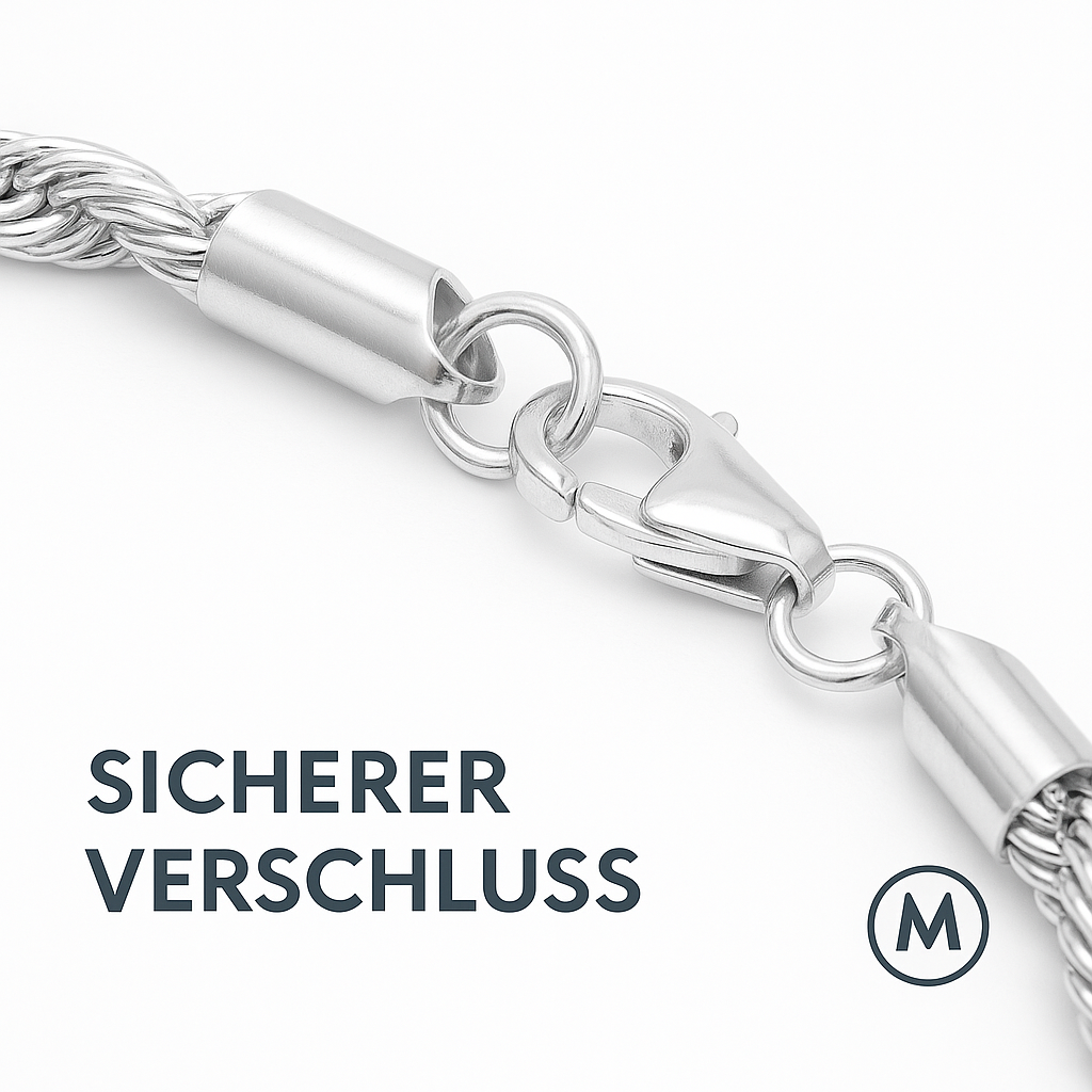 Silberne Twisted Rope Armkette Damen Herren modisch glänzend DE.