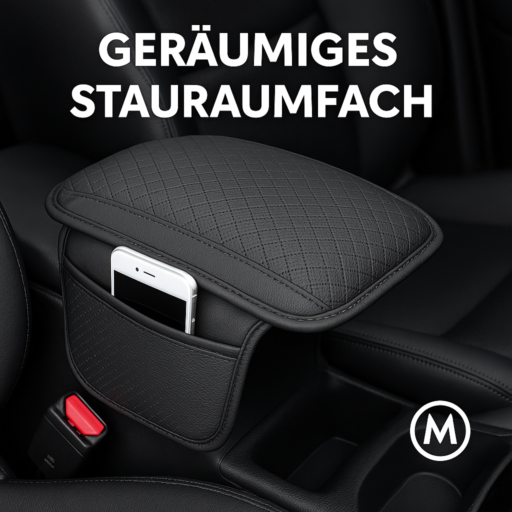 Leder Armlehnenpolster Auto Memory Foam Konsole mit Tasche DE.