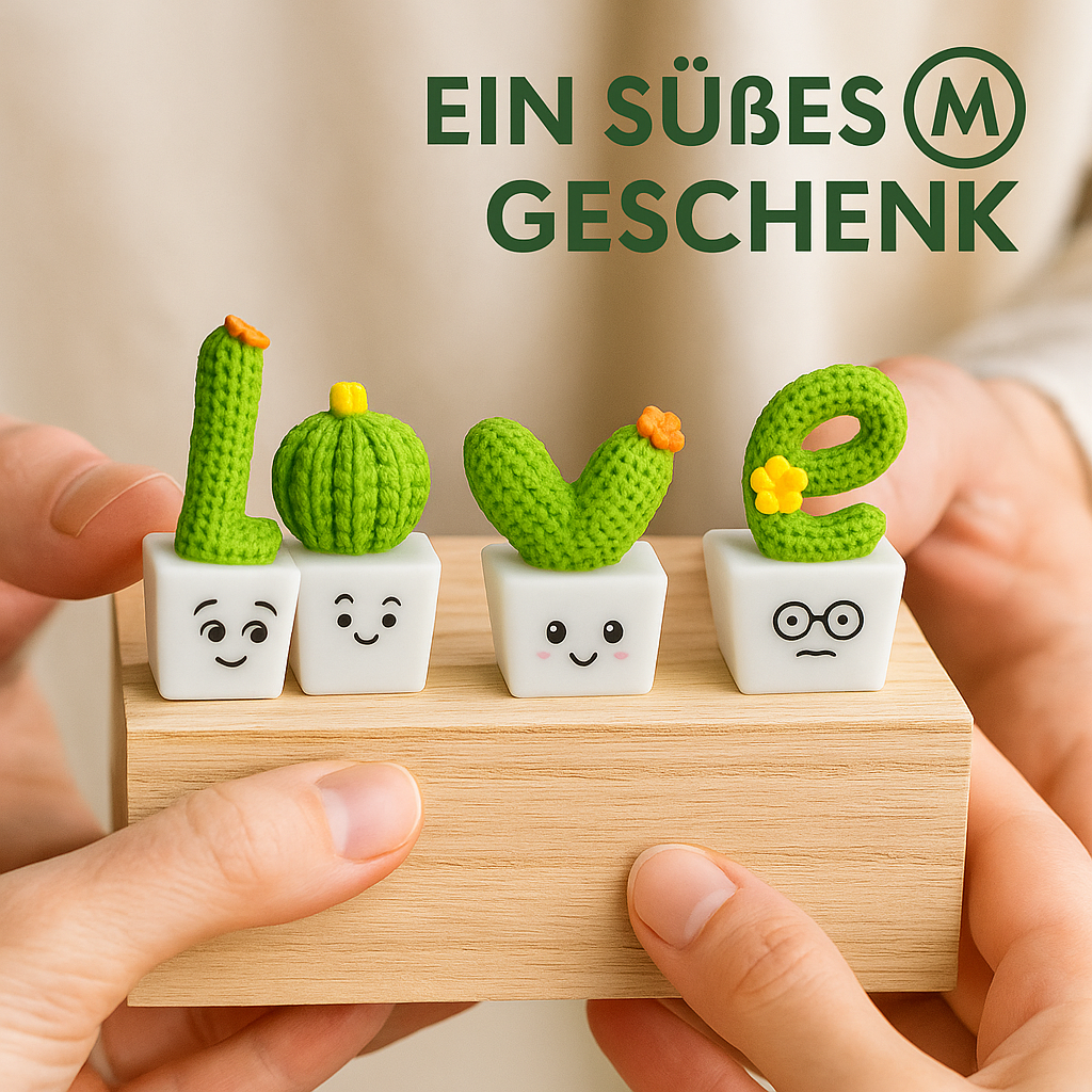Deko Sukkulenten Set Kunstpflanzen Kaktus Mini Grün 4Stk DE.