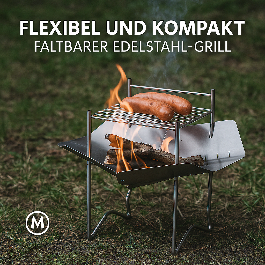 Faltbarer Edelstahl Camping Grill Edelstahl tragbar Outdoor Garten BBQ DE.