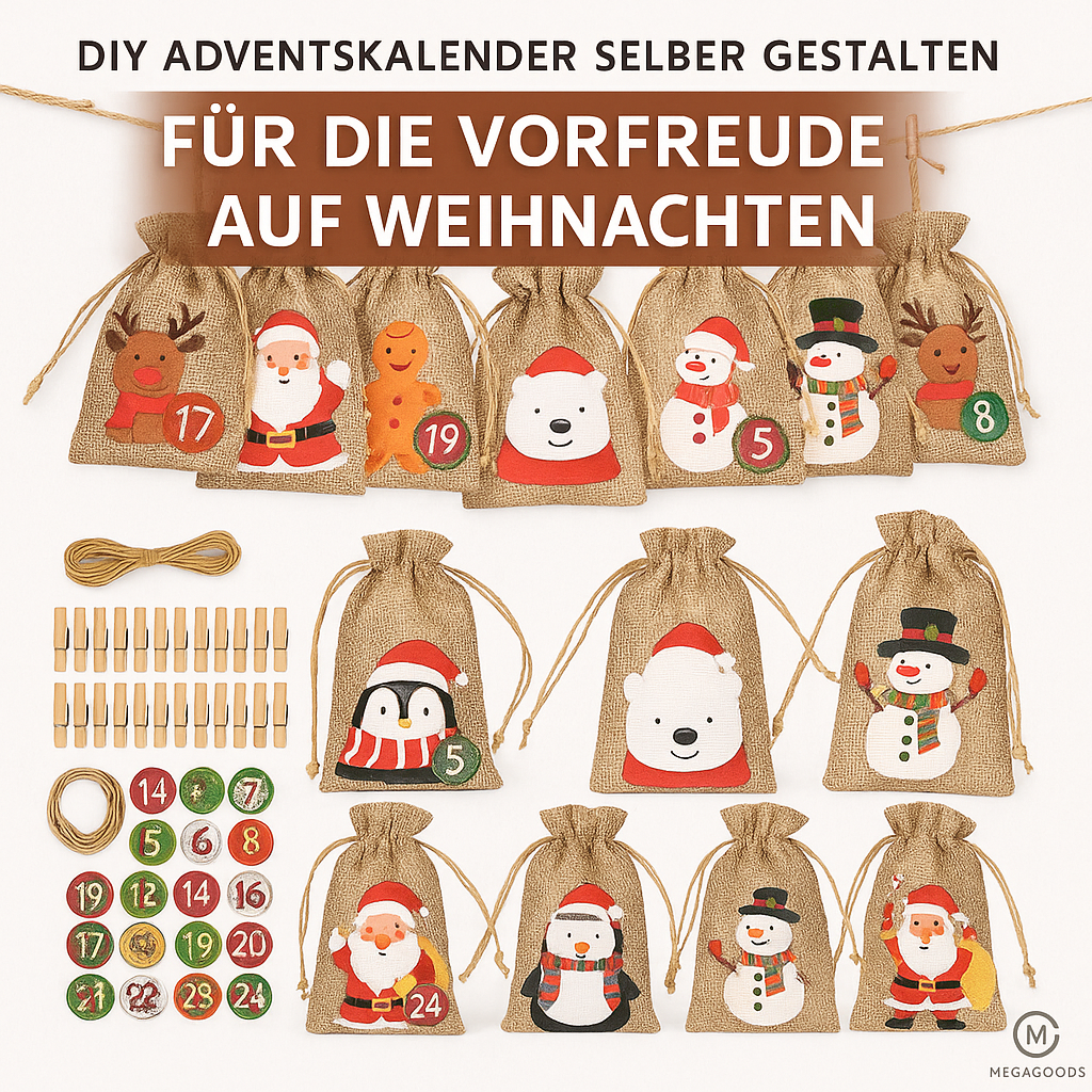 24er-Set Adventskalender Geschenktüten Xmas Deko für Aufkleber DE.