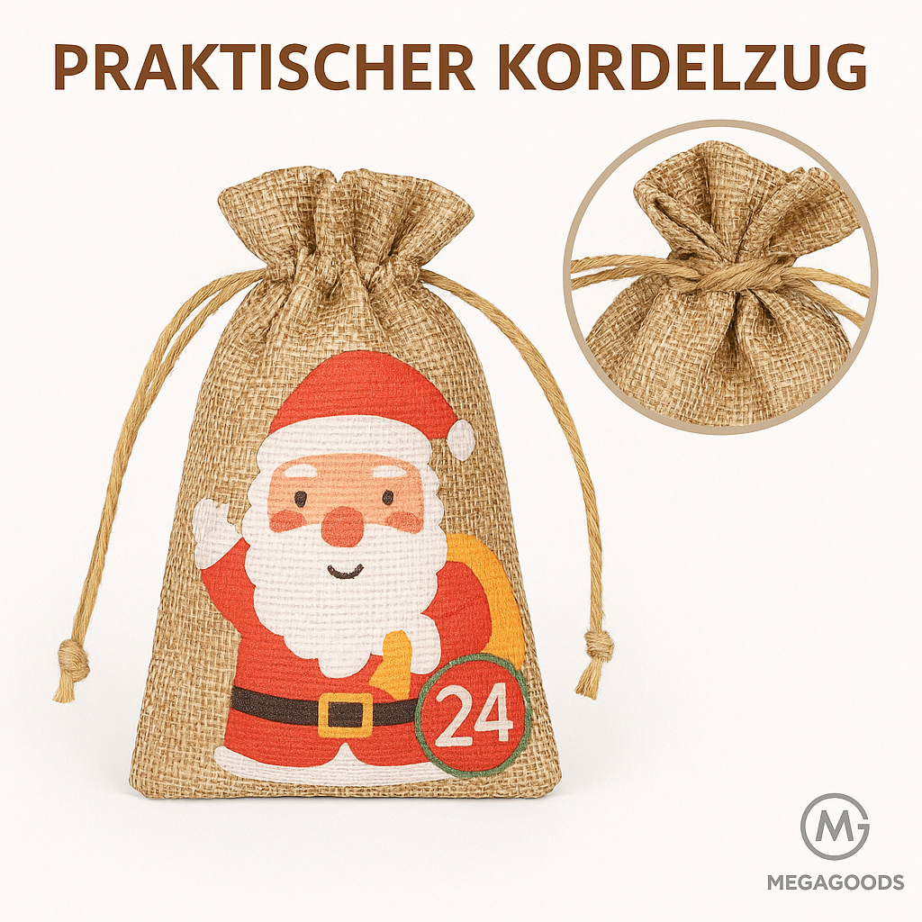 24er-Set Adventskalender Geschenktüten Xmas Deko für Aufkleber DE.
