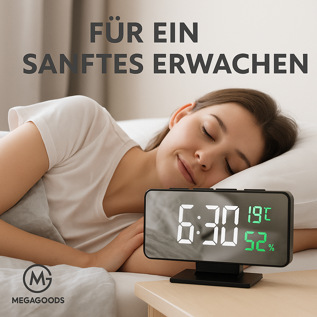 LED Projektionswecker mit Temperaturanzeige und Snooze DE.