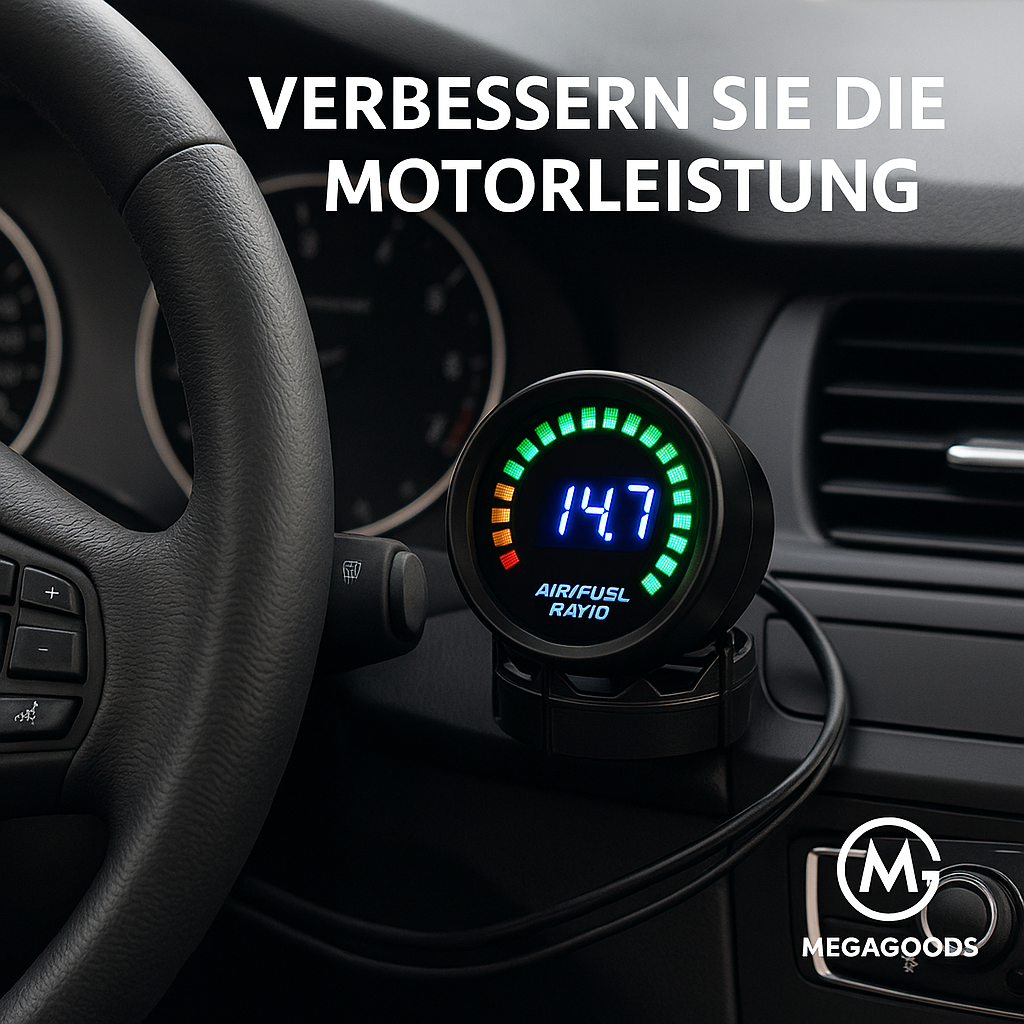 AFR Anzeige 52 mm Digital Smoked mit O2 Sensor 12V Benzin DE.