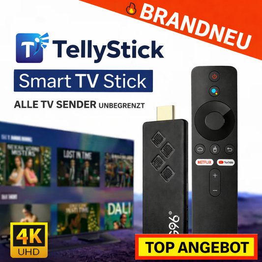TellyStick™ Smart TV Stick - 4K HDMI Streaming Gerät alle TV Sender unbegrenzt