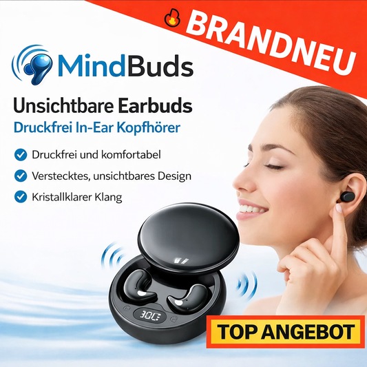 MindBuds™ Kopfhörer - Unsichtbare Bluetooth Earbuds In-Ear Ohrhörer ohne Druck