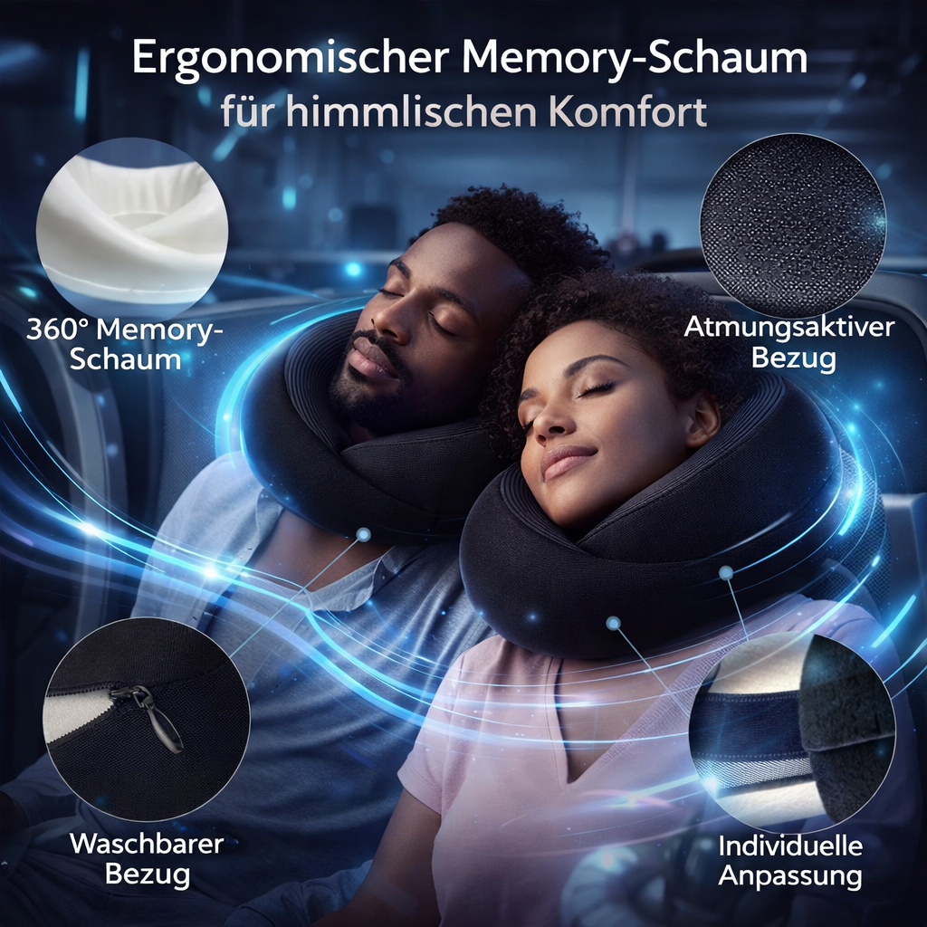 Nappy Nex™ Reisekissen Nackenkissen Memory Kissen Nackenhörnchen Kopfstütze