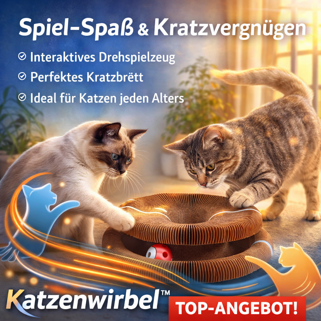 Katzenwirbel™ Interaktives Katzenspielzeug – Drehspielzeug & Katzen Kratzbrett