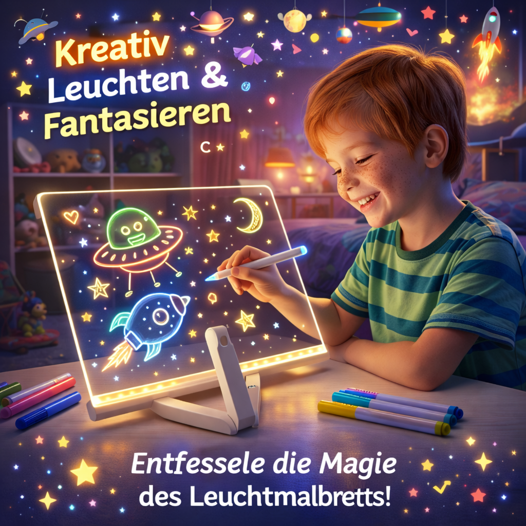 Wunschstern™ Leuchtendes LED Zeichenbrett Zeichentafel Notiztafel abwischbar