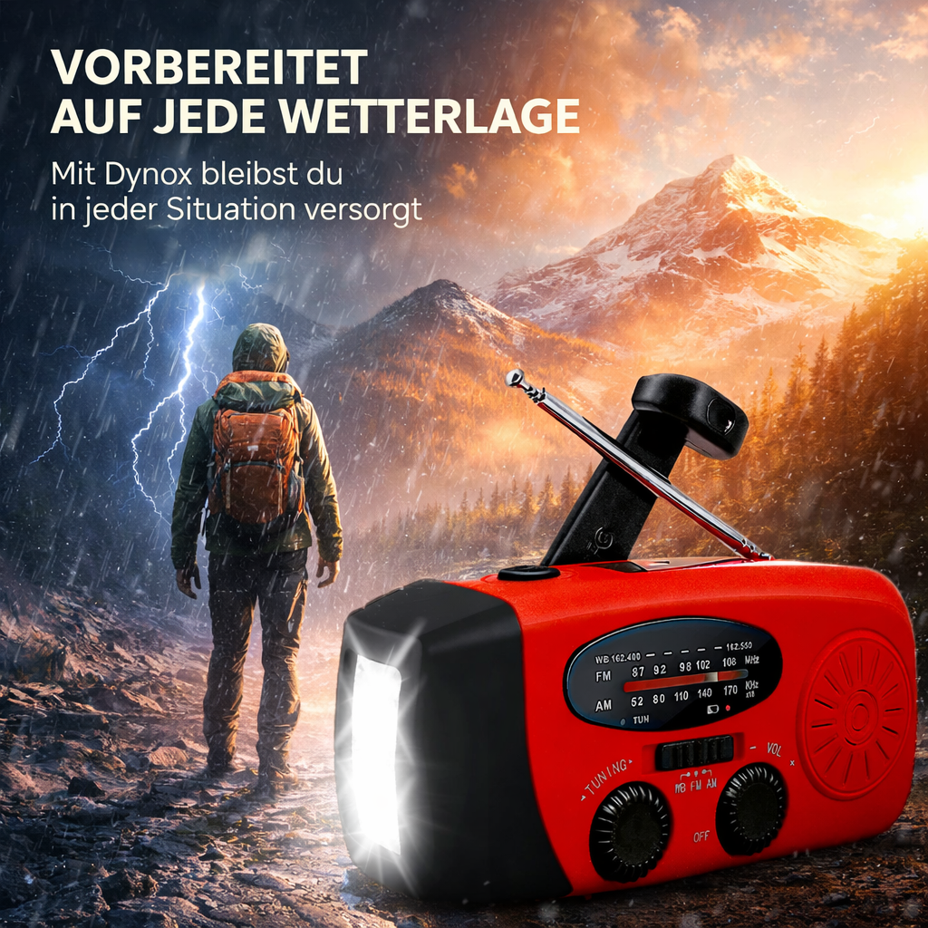 Dynox™ Akku Notfallradio Solar, Kurbel & Lampe - Der Strom Safe für jede Krise!
