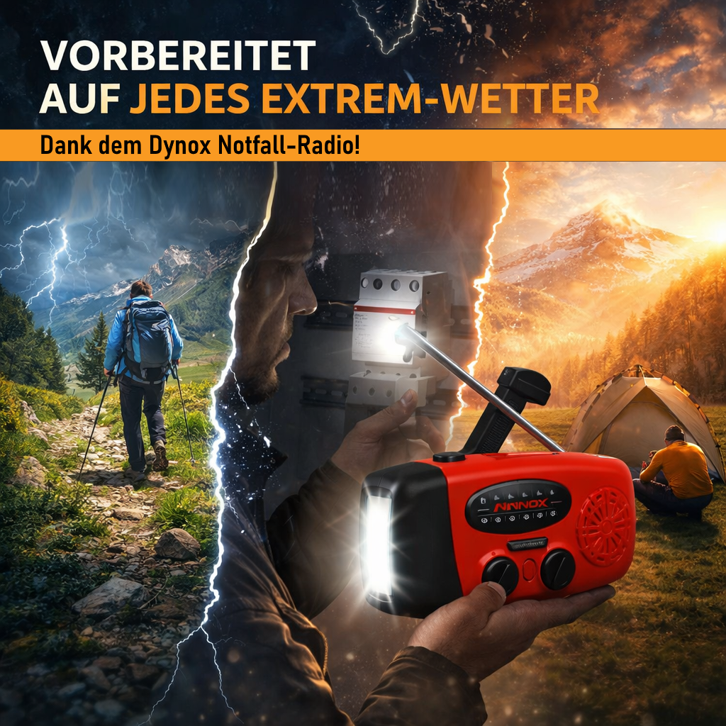 Dynox™ Akku Notfallradio Solar, Kurbel & Lampe - Der Strom Safe für jede Krise!