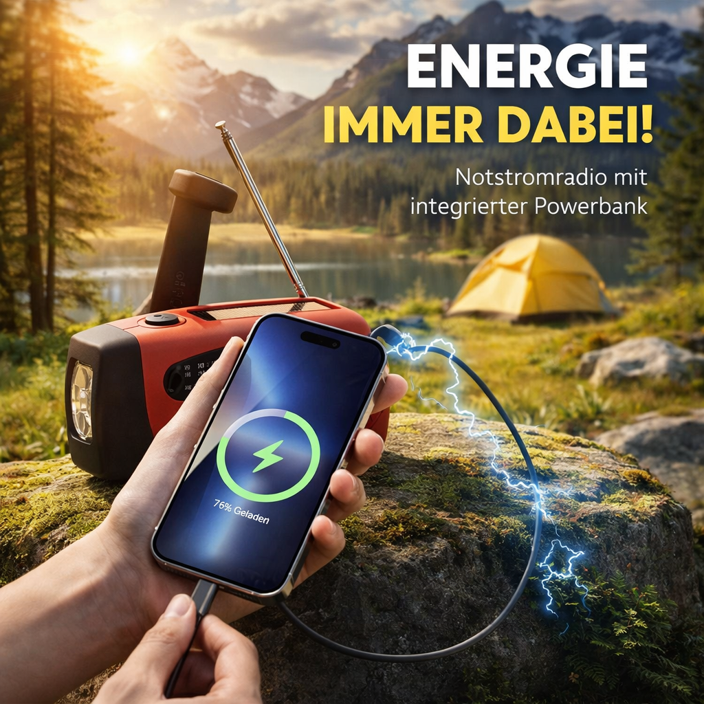 Dynox™ Akku Notfallradio Solar, Kurbel & Lampe - Der Strom Safe für jede Krise!
