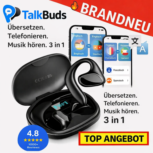 TalkBuds™ AI Kopfhörer Übersetzer 3 in 1 Echtzeit Sprachübersetzer Ohrhörer