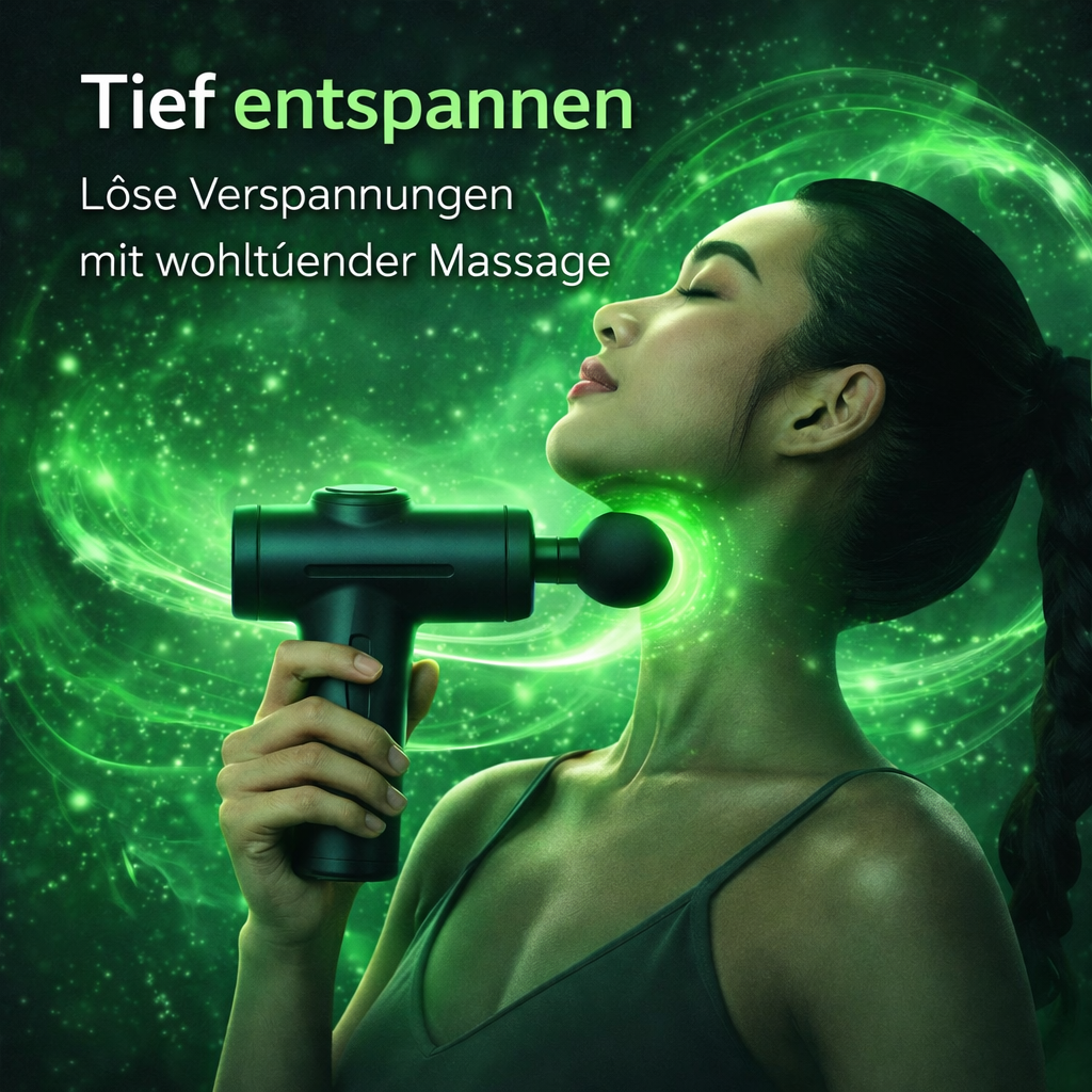 Oryzom™ Massagepistole V8 Slim Massagegerät Tiefengewebe mit Aufsätzen & Akku