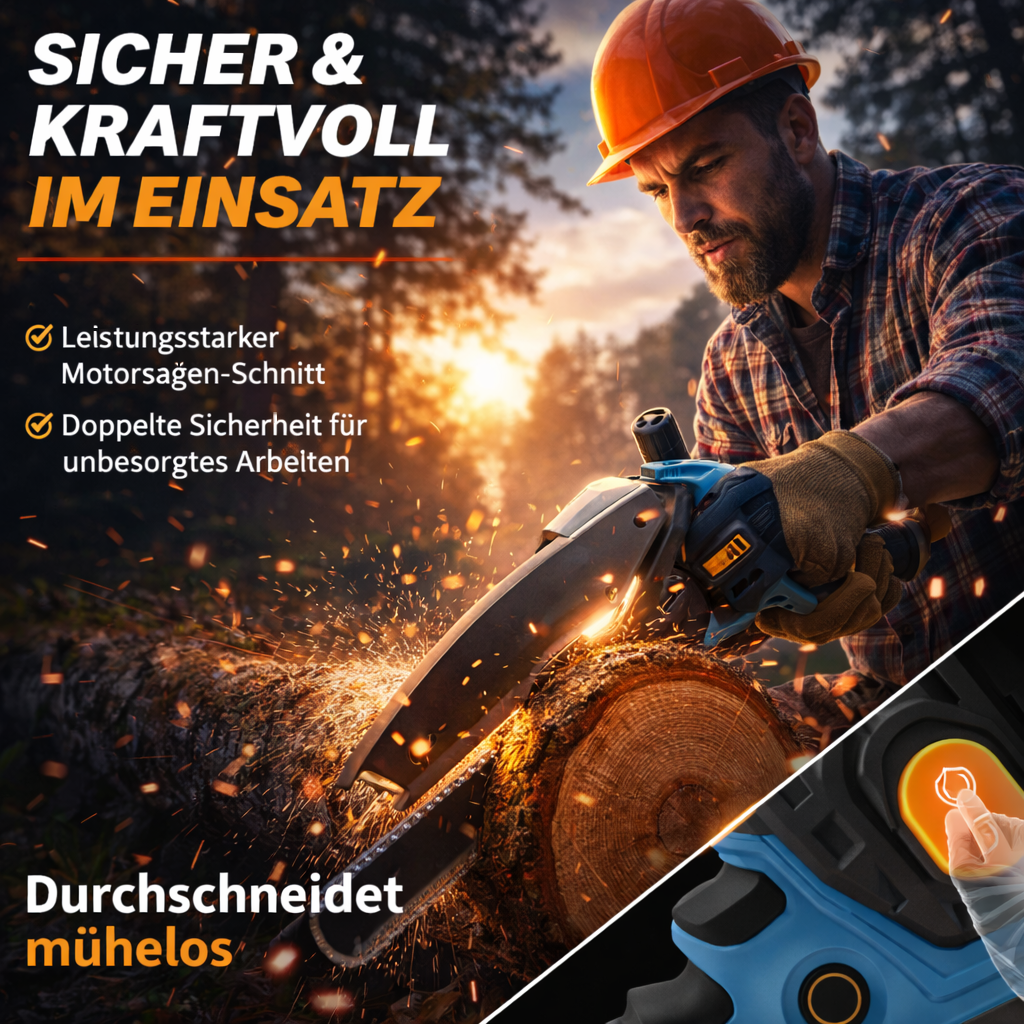 Osmo™ PowerSaw Akku Kettensäge Mini Elektro Handkettensäge Motorsäge Profi Set