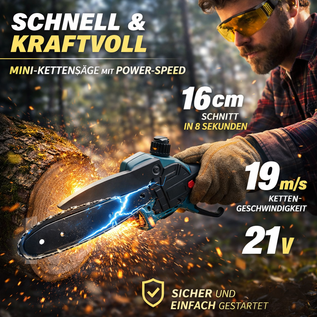 Osmo™ PowerSaw Akku Kettensäge Mini Elektro Handkettensäge Motorsäge Profi Set